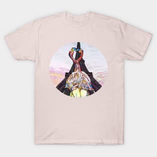 Art Flamingo Love with Eiffel Tower view T-Shirt